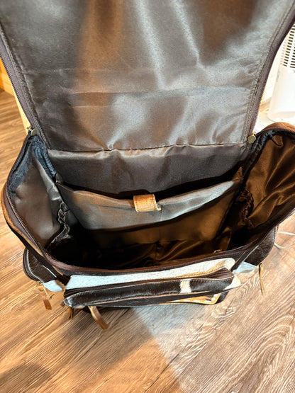 Tooled Leather & Cowhide Backpack / Diaper Bag