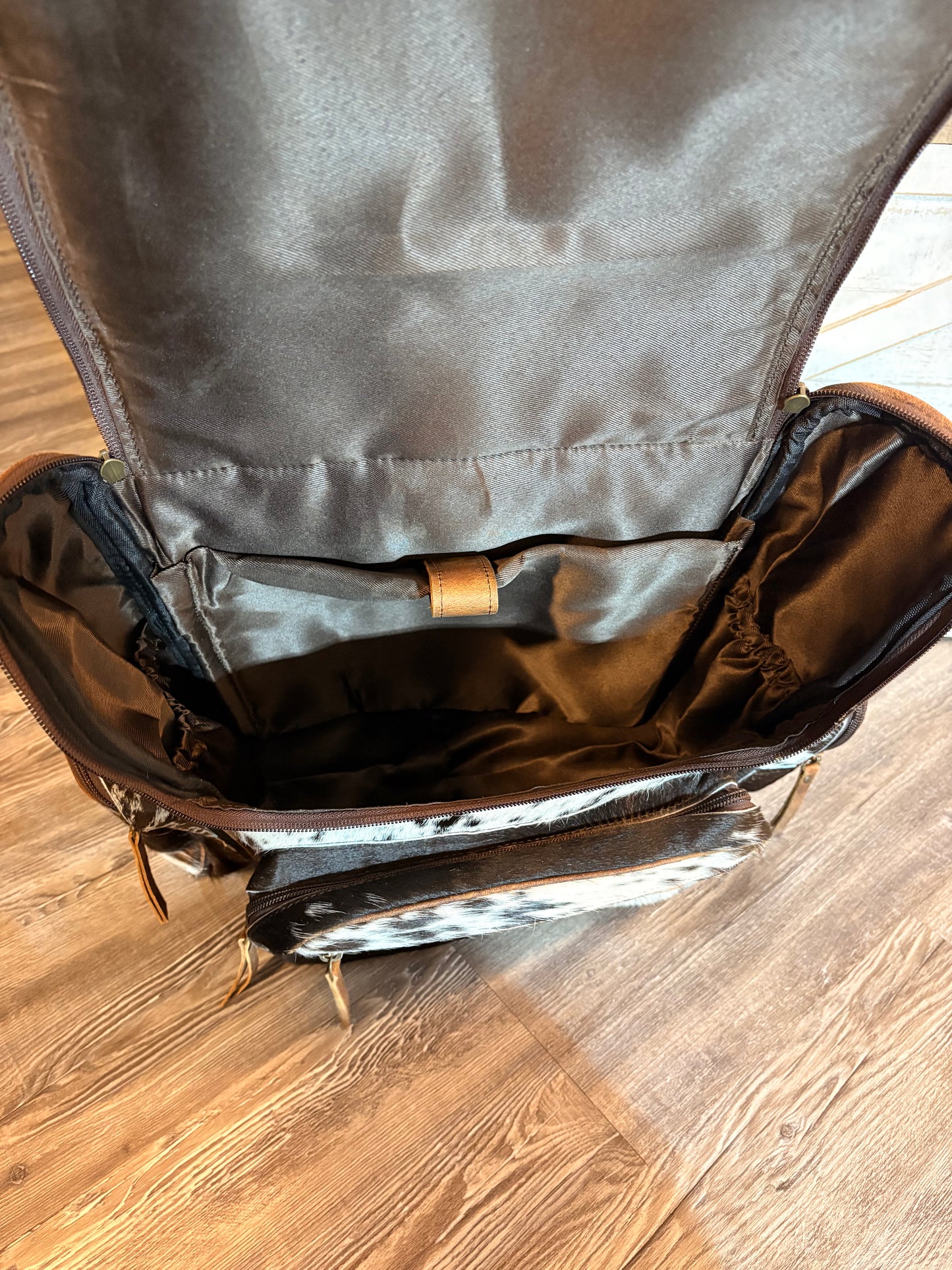 Tooled Leather and Cowhide Backpack / Diaper Bag