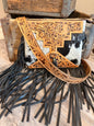 Black / White Cowhide & Tooled Leather Concealed Carry Crossbody