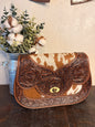 American Bison Tooled Leather / Cowhide Crossbody