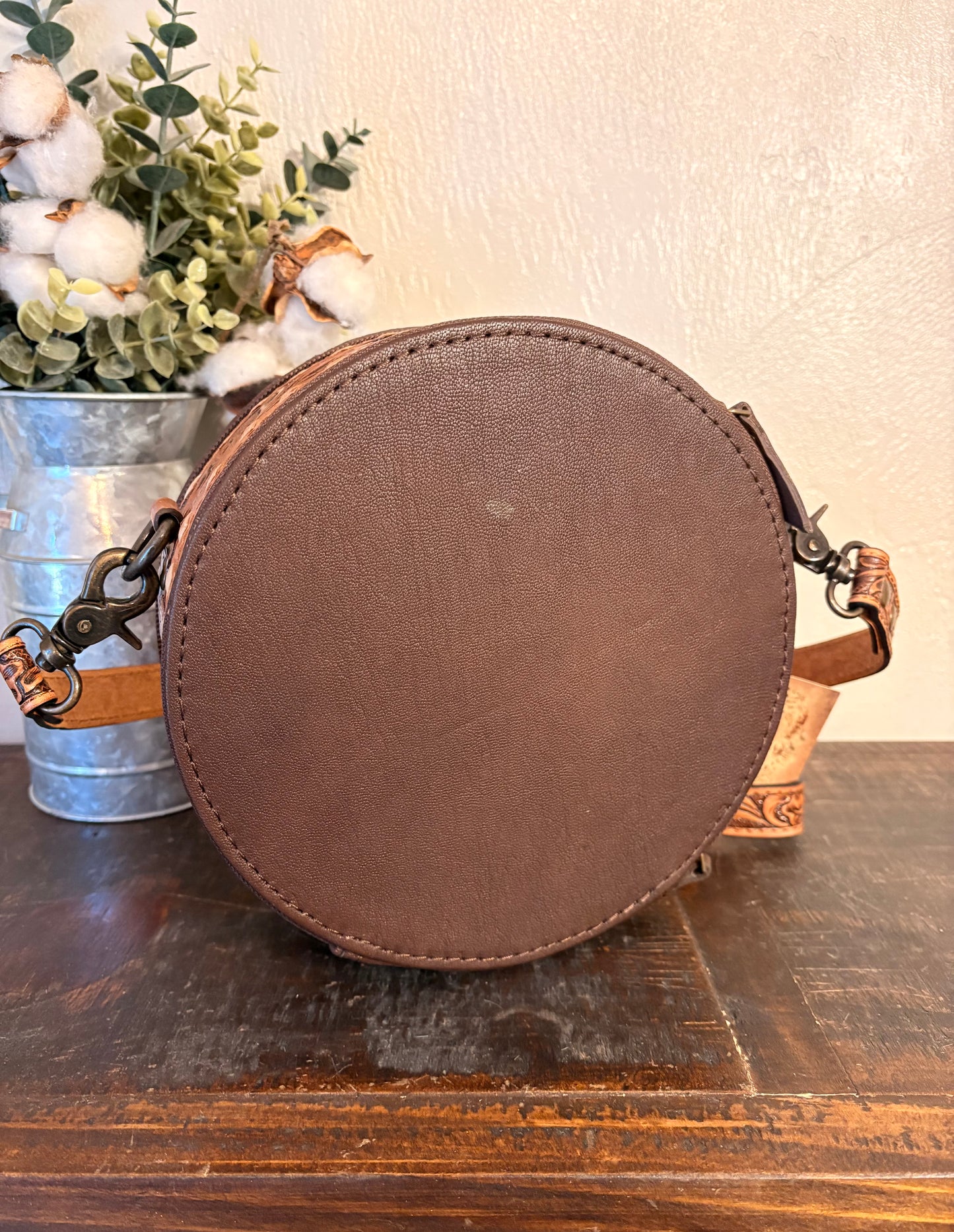Tooled Leather / Longhorn Canteen Crossbody