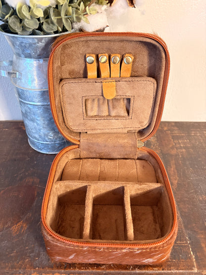 Brown Cowhide / Tooled Leather Jewelry Box