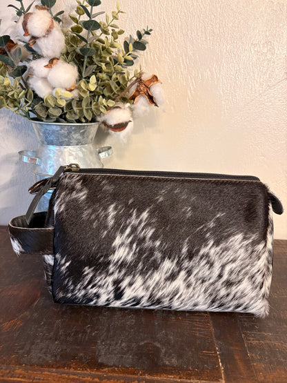 Black & White Cowhide Cosmetic / Toiletry Bag