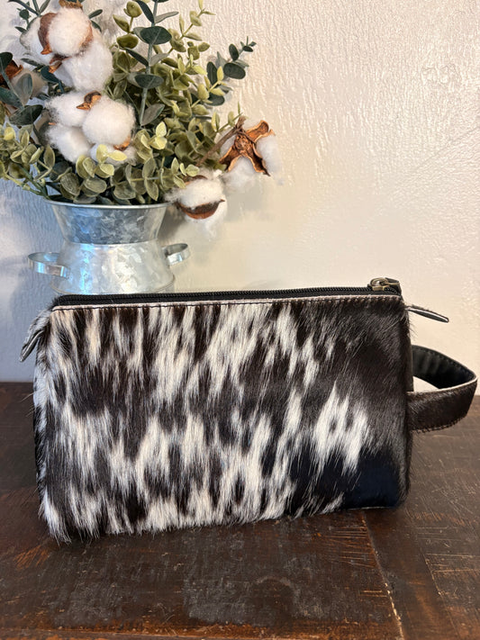 Black & White Cowhide Cosmetic / Toiletry Bag