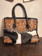 Black & White Cowhide / Tooled Leather Concealed Carry Purse