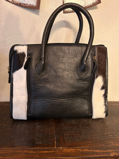 Black & White Cowhide / Tooled Leather Concealed Carry Purse