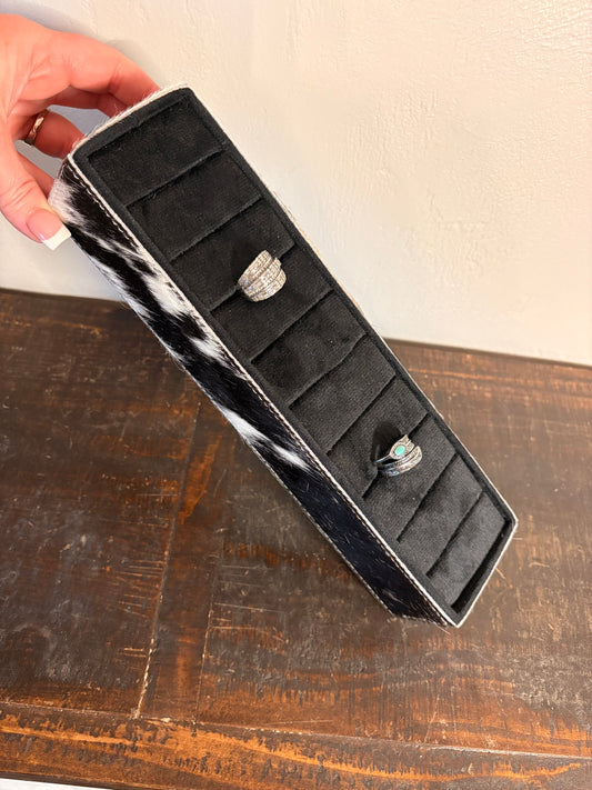 Black & White Cowhide Ring Holder