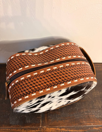 Cowhide & Leather Cosmetic / Toiletry Bag