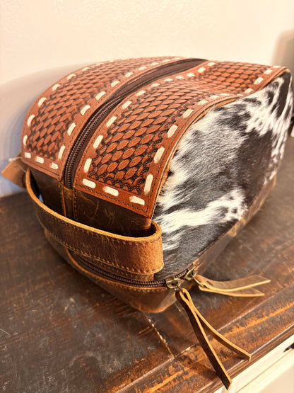 Cowhide & Leather Cosmetic / Toiletry Bag