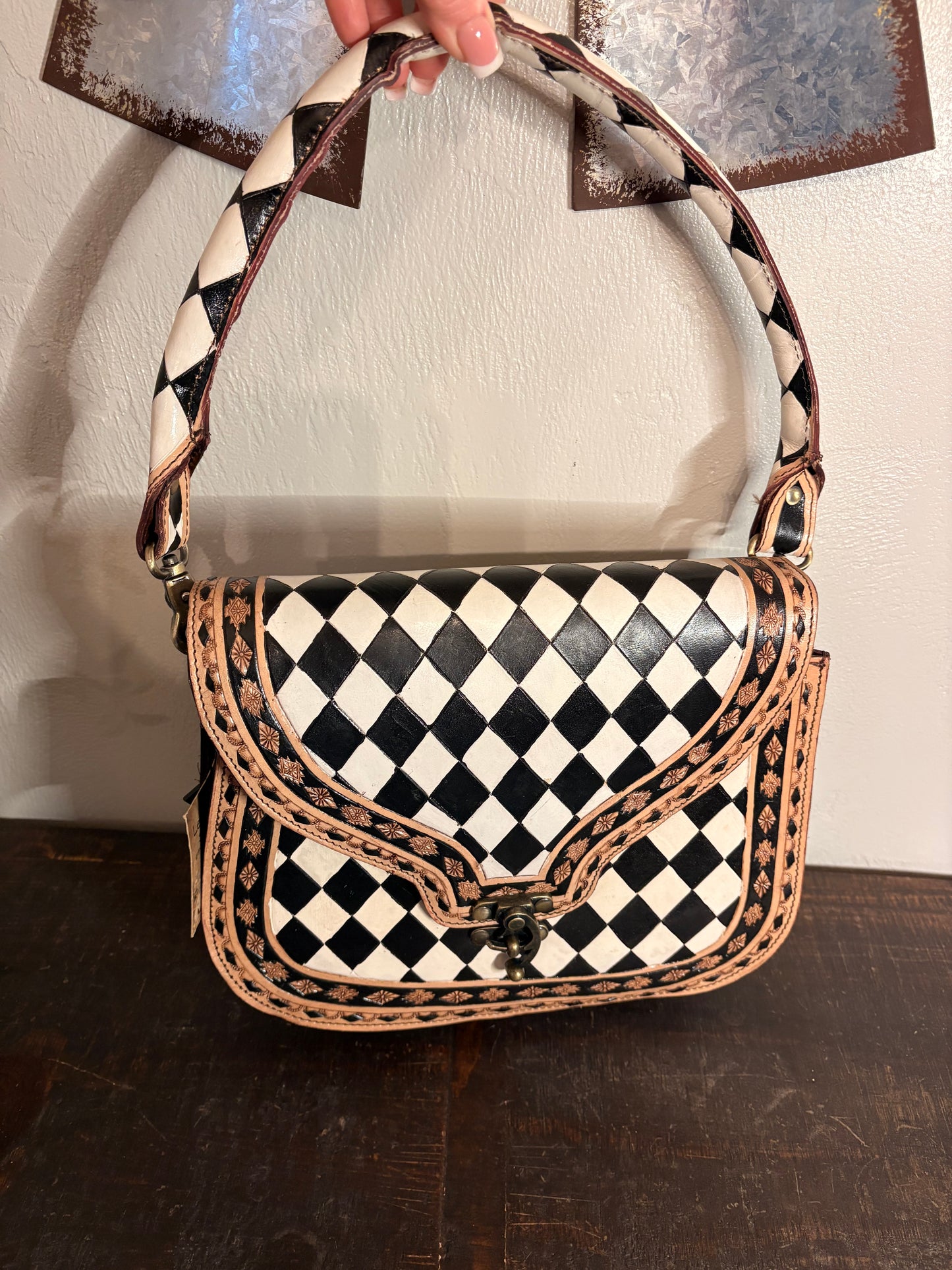 Checkered Black and White Purse / Crossbody