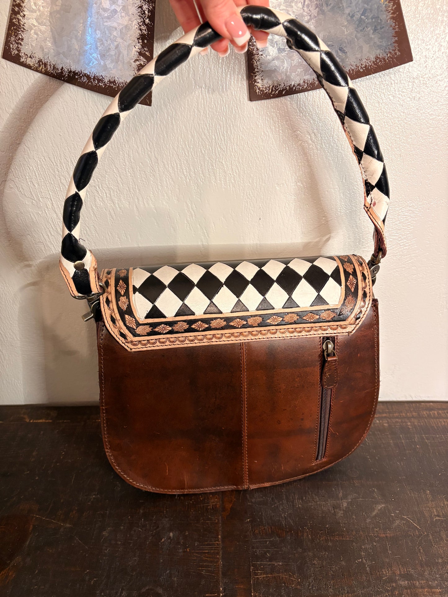 Checkered Black and White Purse / Crossbody