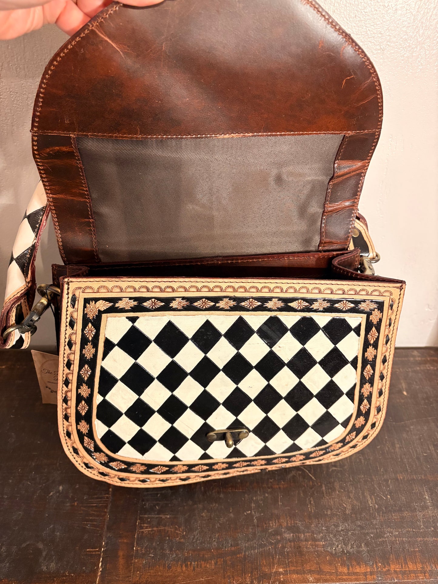 Checkered Black and White Purse / Crossbody