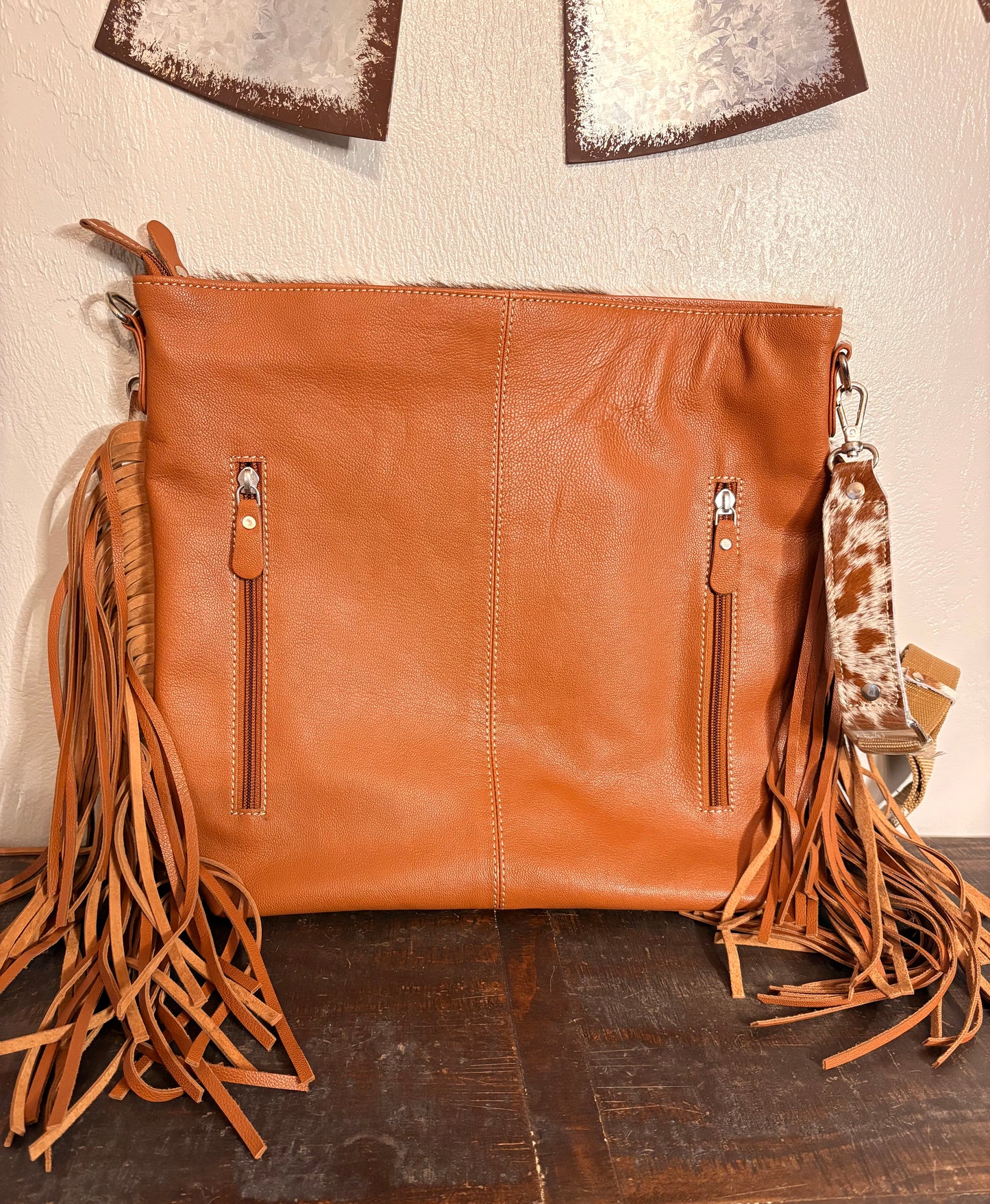 American Bison Cowhide / Tooled Longhorn Concealed Carry Crossbody