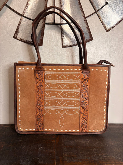 Brown Boot Stitch Concealed Carry Purse