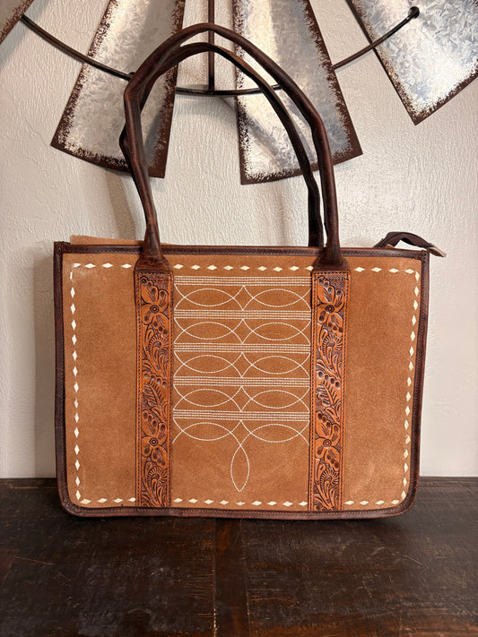 Brown Boot Stitch Concealed Carry Purse