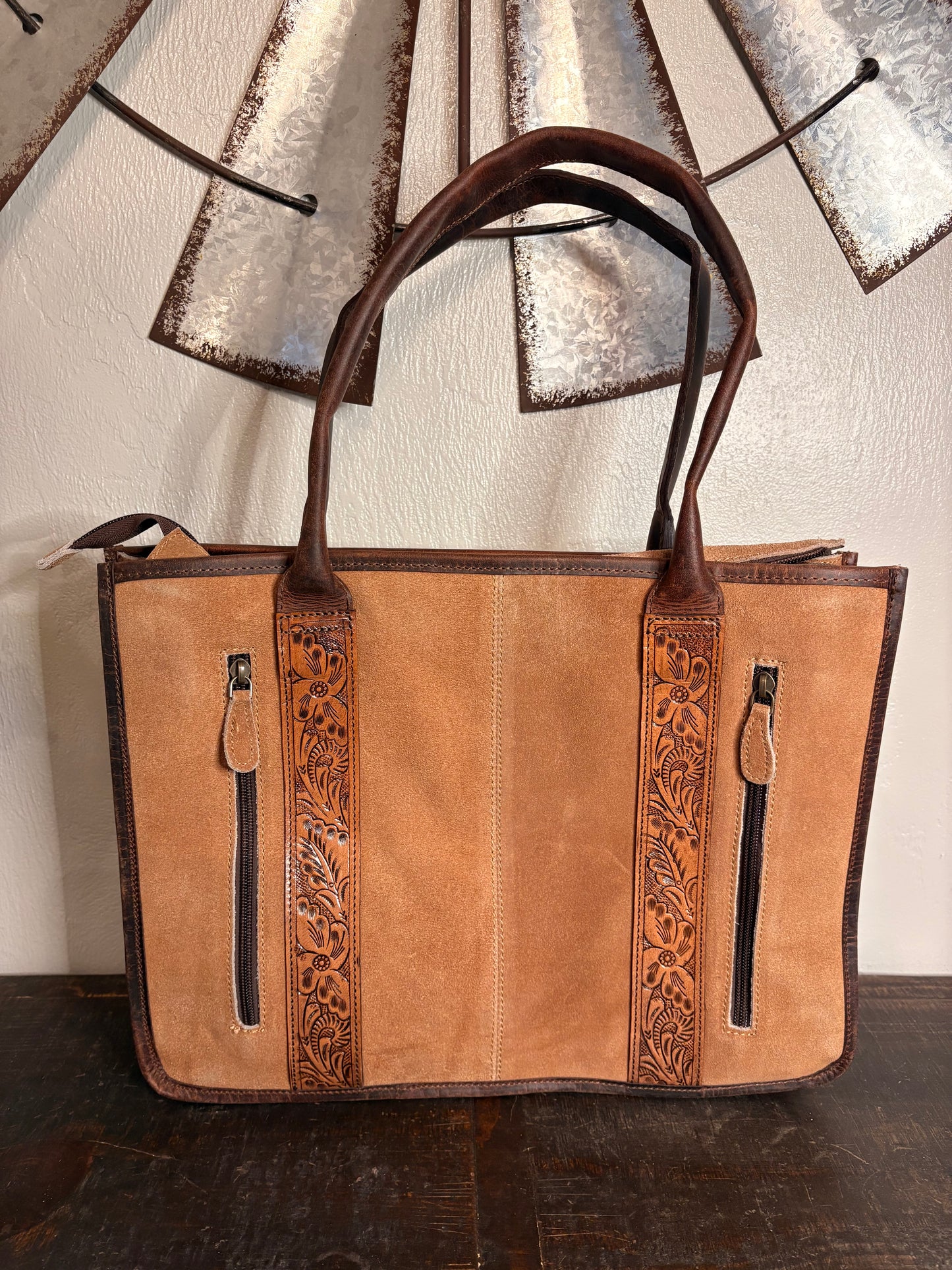Brown Boot Stitch Concealed Carry Purse