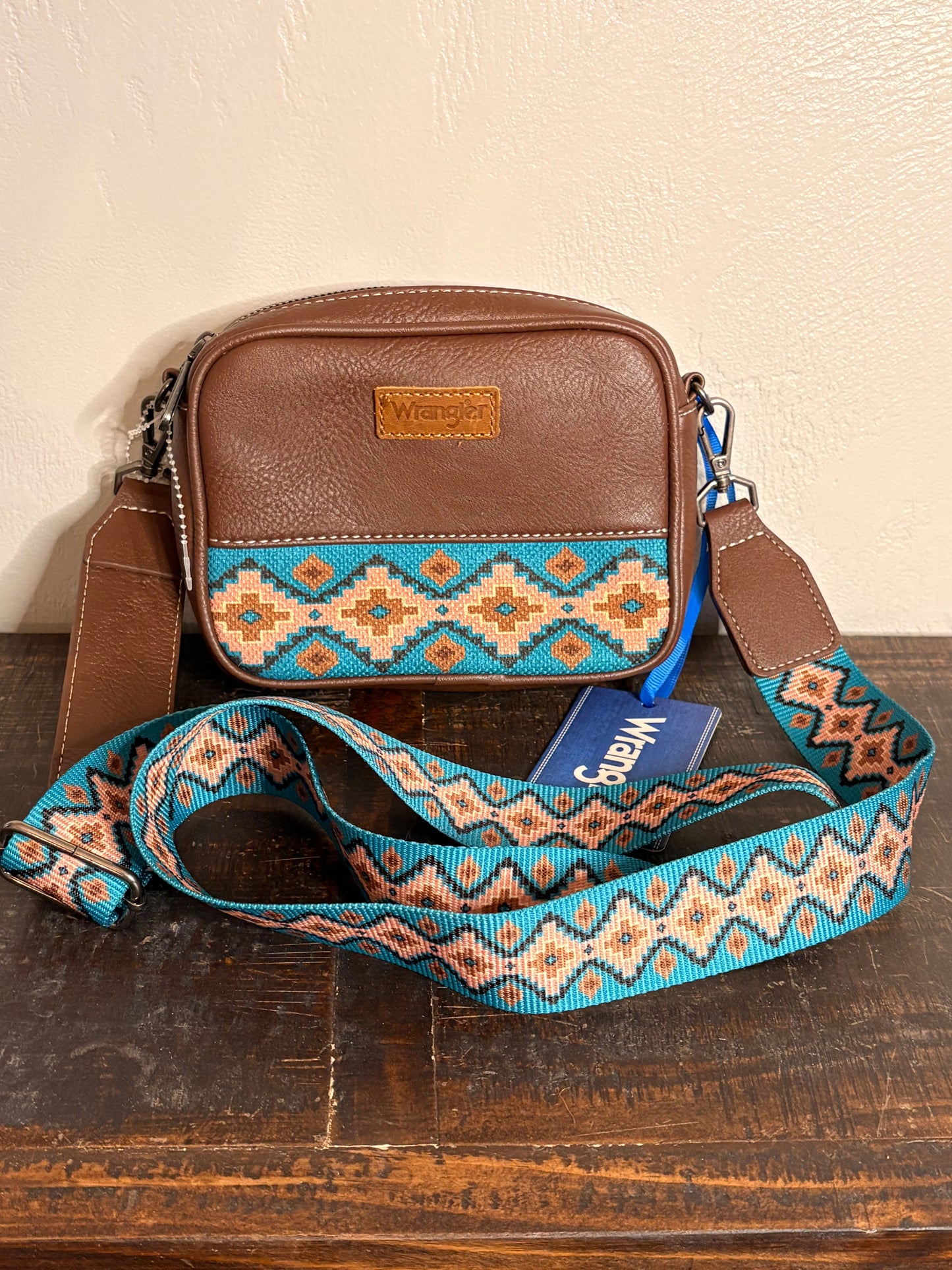 Wrangler Brown & Turquoise Aztec Mini Crossbody