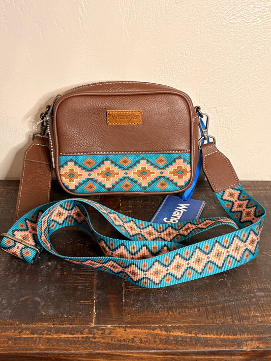 Wrangler Brown & Turquoise Aztec Mini Crossbody
