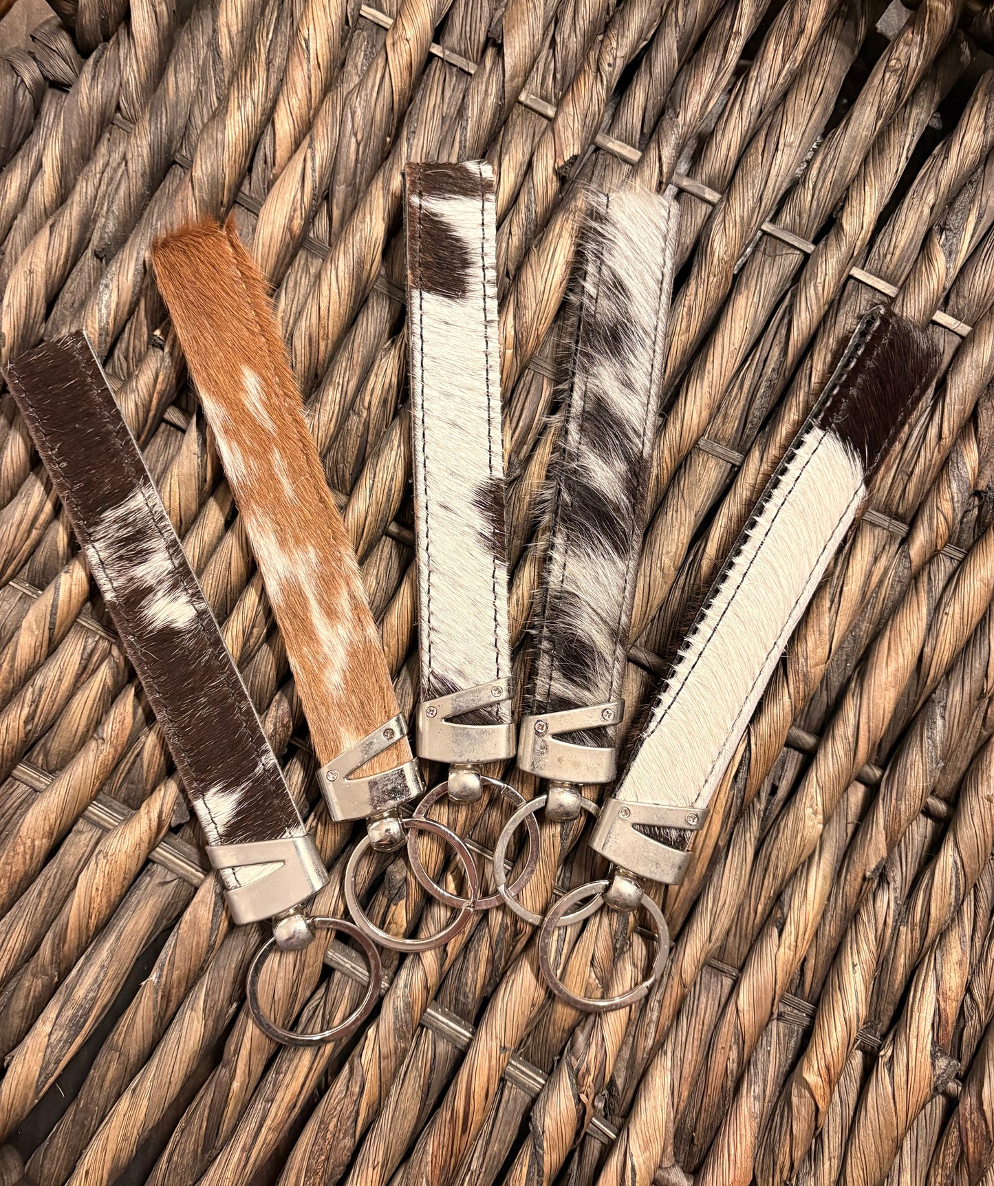 Cowhide Western Wristlet Cowhide Key Ring
