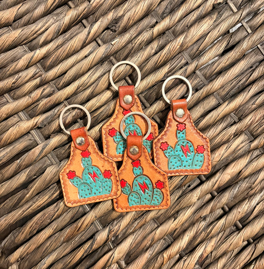 Cactus Ear Tag Key Chain