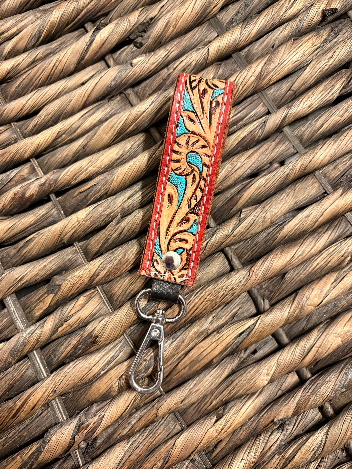 Tooled / Turquoise Key Chain