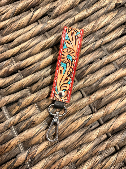 Tooled / Turquoise Key Chain
