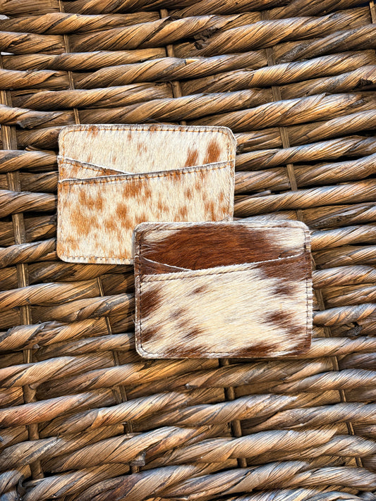 Brown and White Cowhide Card Holder