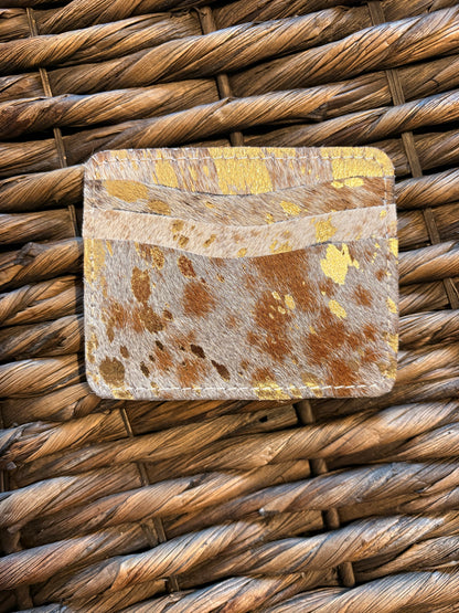 Gold Acid Wash Cowhide Card Holder