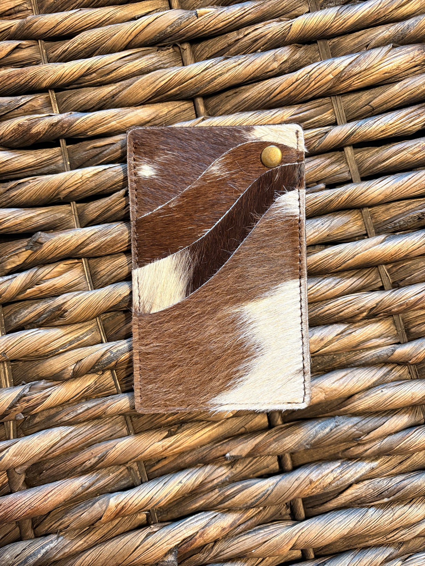 Brown Cowhide and Leather Card Holder
