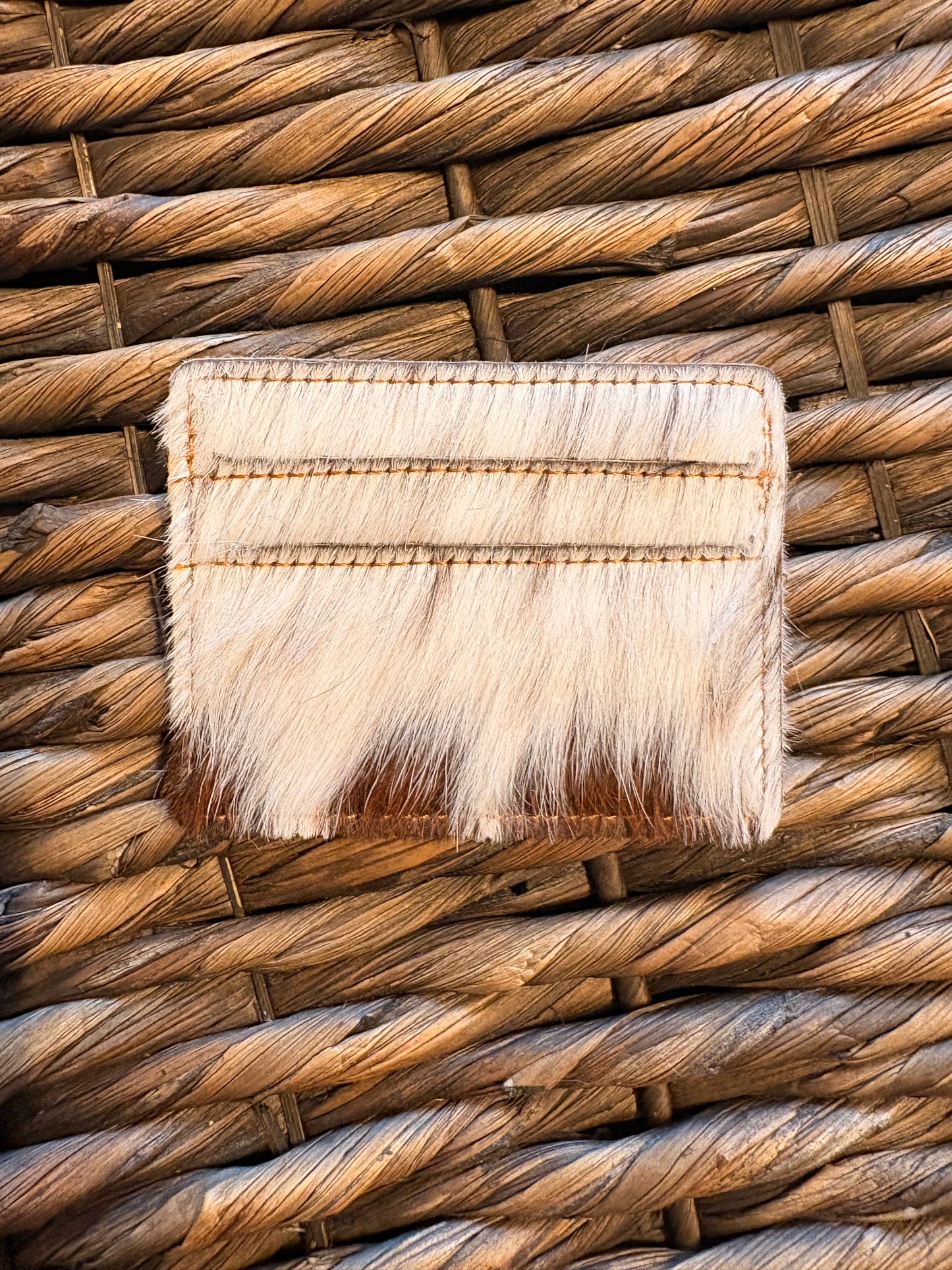 Brown and white Cowhide Card holder with ID