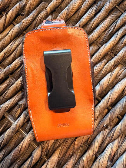 Tooled Leather Phone Holder Belt Clip