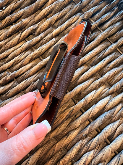 Tooled Leather Phone Holder Belt Clip