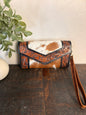Tooled Leather & Cowhide Wallet / Clutch / Crossbody