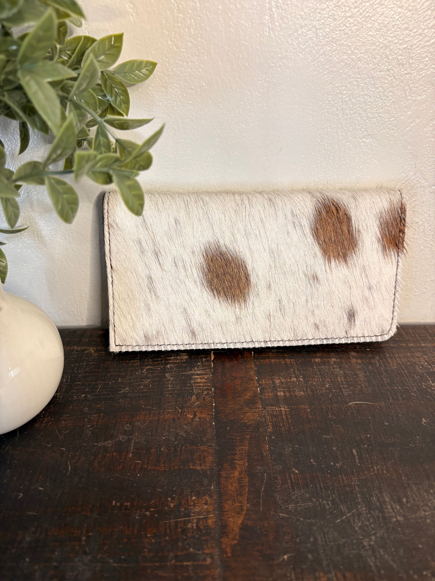 Tooled Leather and Cowhide Wallet