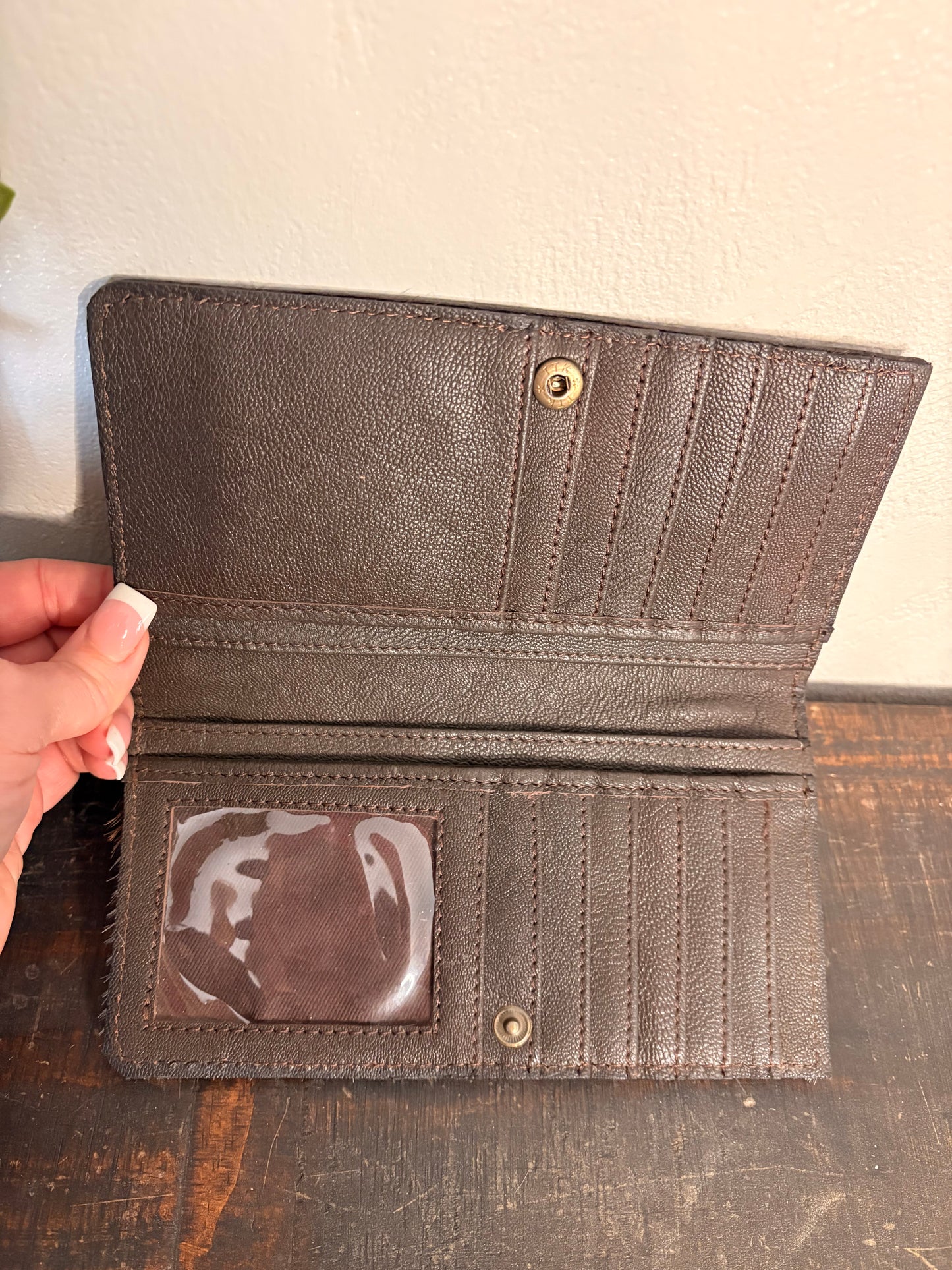Tooled Leather and Cowhide Wallet