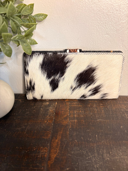 Tooled Leather and Cowhide Wallet