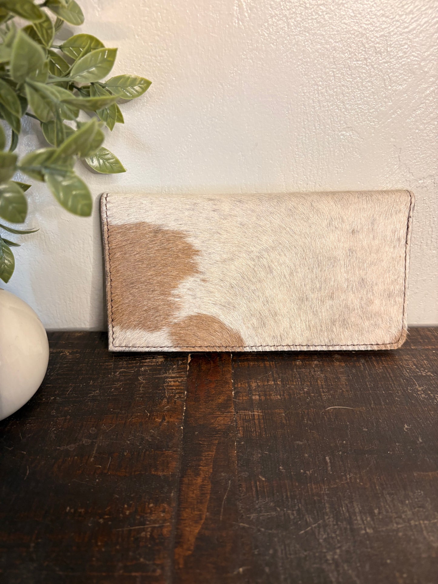 Tooled Leather and Cowhide Wallet