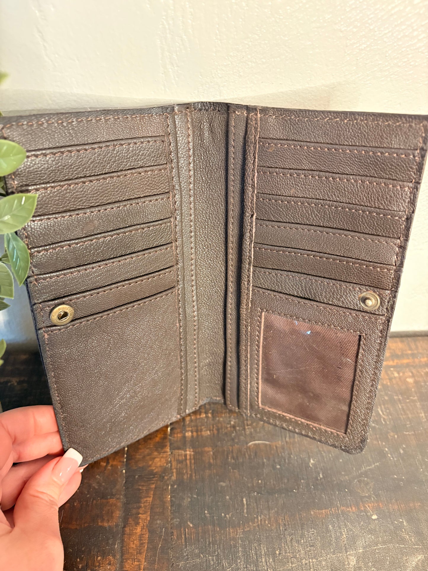 Tooled Leather and Cowhide Wallet