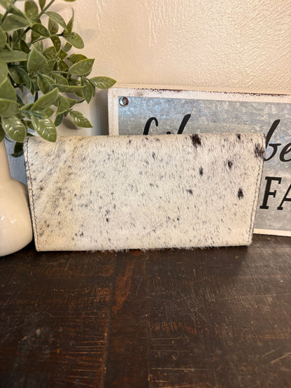 Black Tooled Leather & Cowhide Wallet