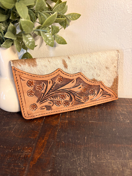 Tooled Leather and Cowhide Walllet