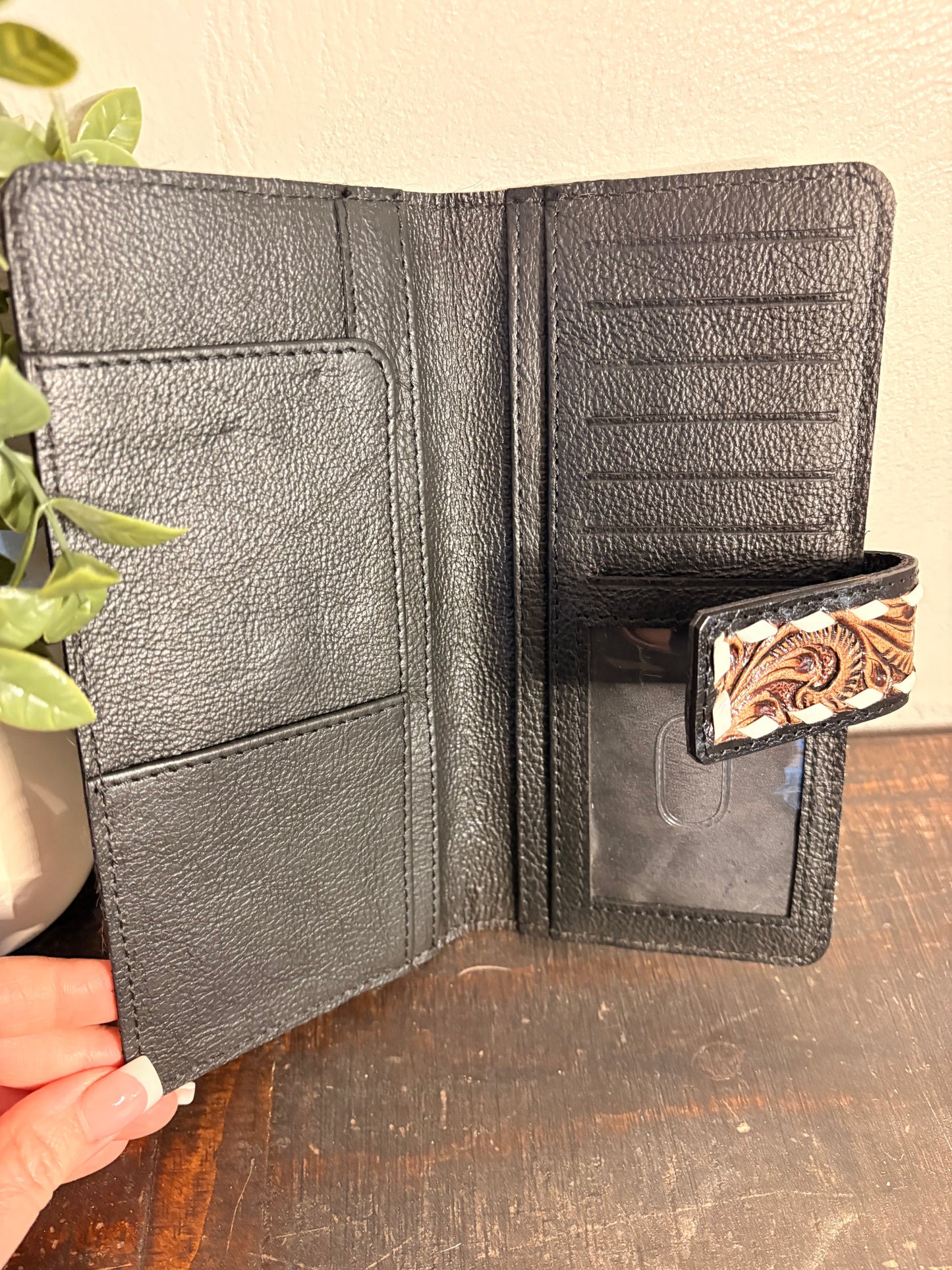 Tooled Leather & Cowhide Wallet