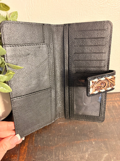 Tooled Leather & Cowhide Wallet