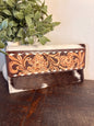 Brown Tooled Leather & Cowhide Wallet