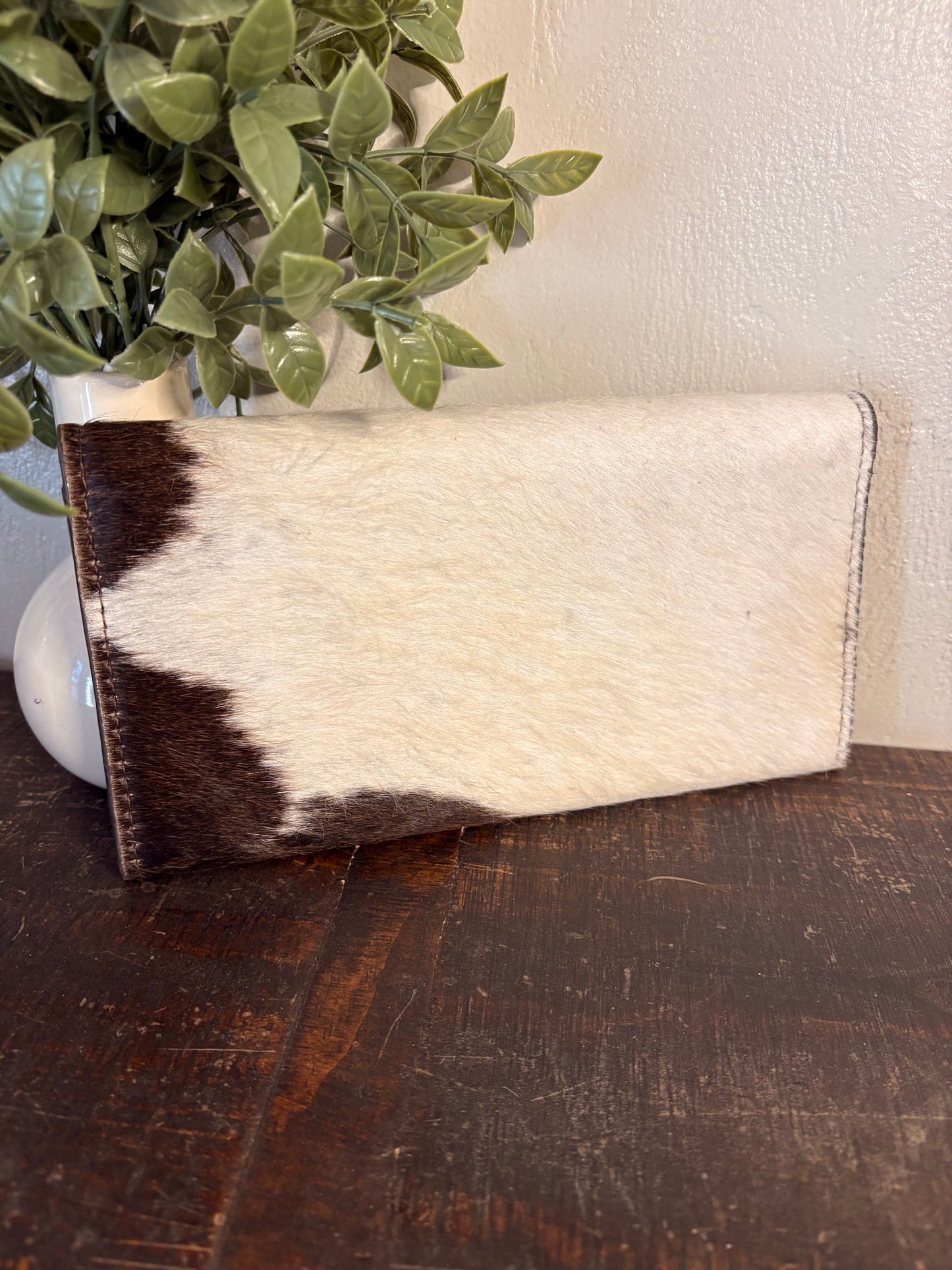 Brown Tooled Leather & Cowhide Wallet