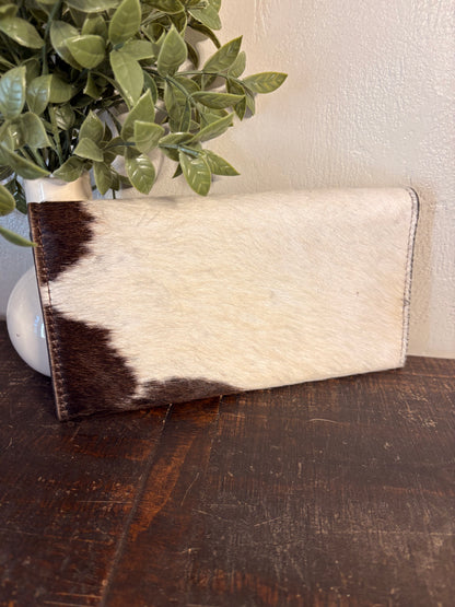 Brown Tooled Leather & Cowhide Wallet