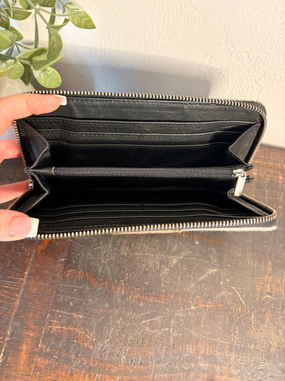 Cowhide and Tooled Leather Wallet