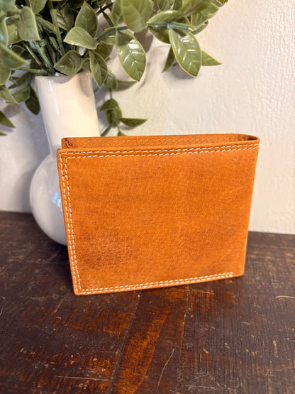 American Bison Leather Wallet with American Flag