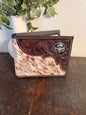 American Bison Tooled Leather and Cowhide Wallet