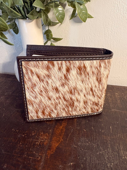 American Bison Tooled Leather and Cowhide Wallet