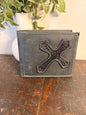 American Bison Leather Wallet with Vintage Cross